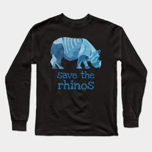 Save the Rhinos Rhinoceros Long Sleeve T-Shirt